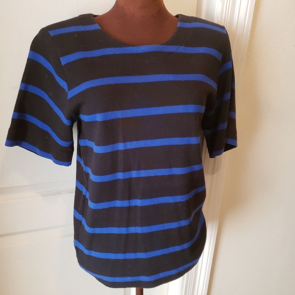Striped Blue and Black Women's Top